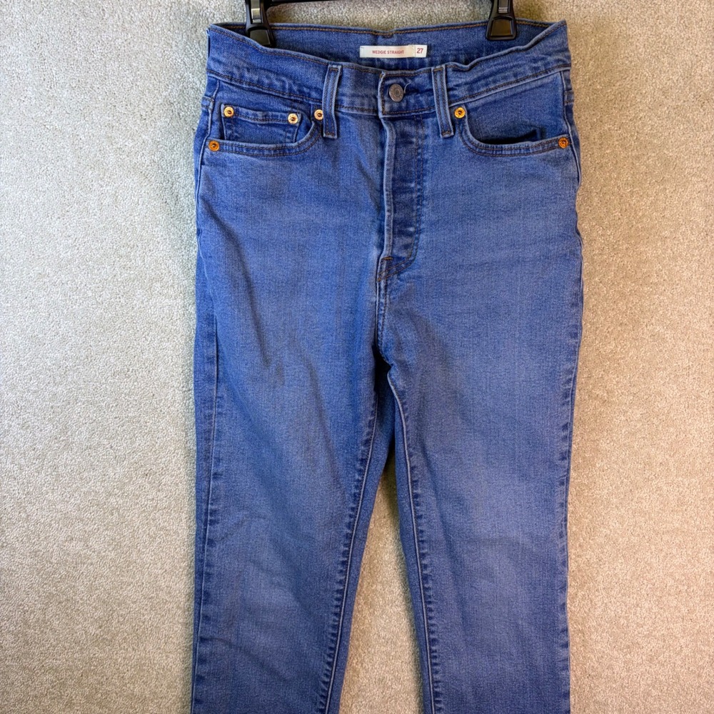 Levis Wedgie Straight Jeans Womens 27x28 Blue High Rise Button Fly‎ 90s Style